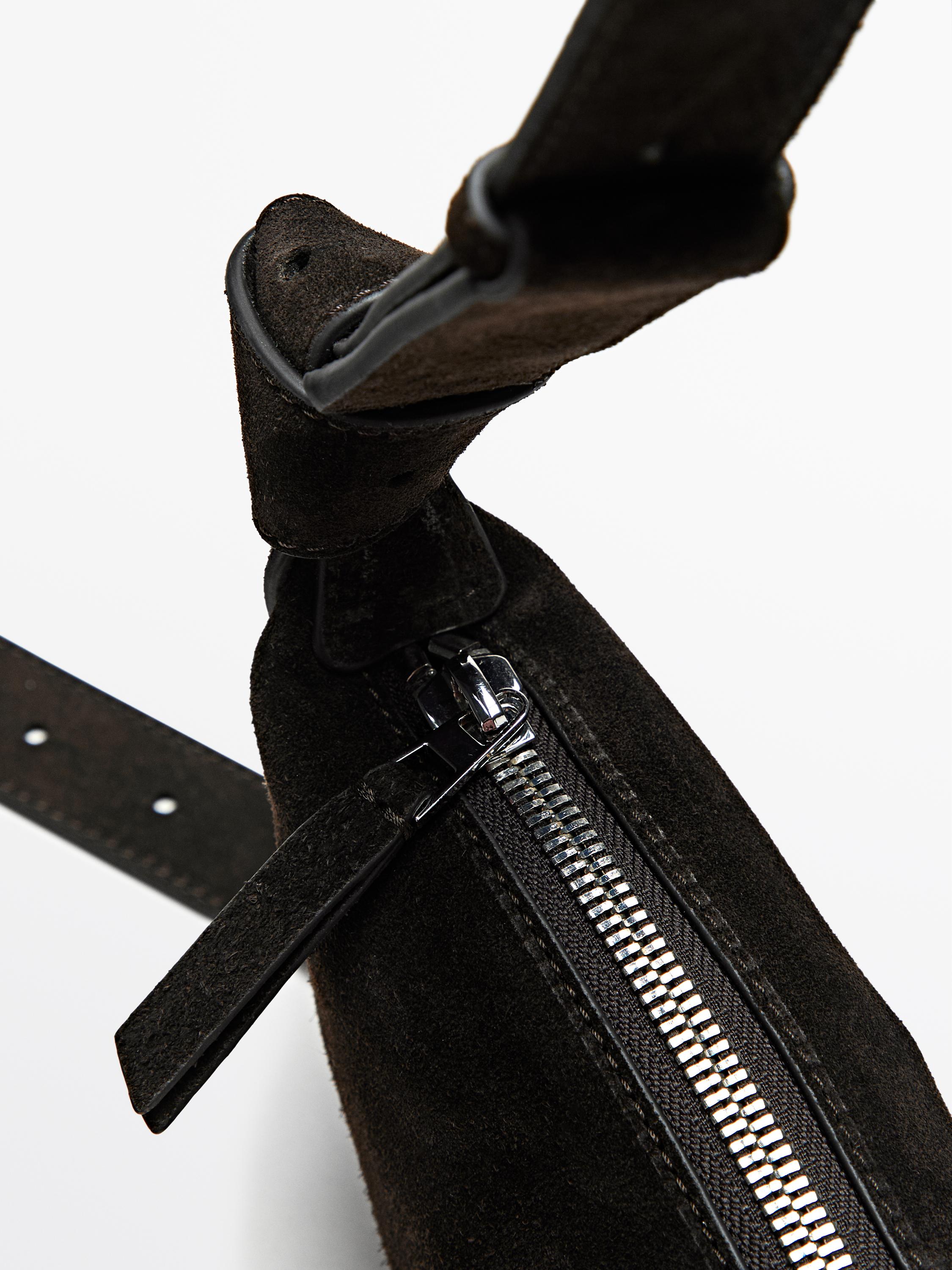 Split suede leather mini crossbody bag